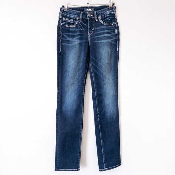 Silver Medium Wash Avery Straight Jeans Size 26 - Picture 5 of 8